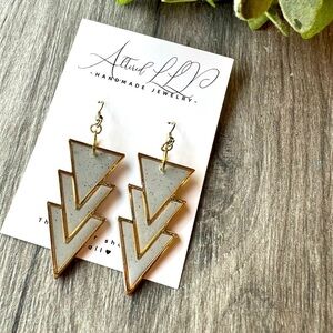 #102 Handmade Gold and Gray Earrings